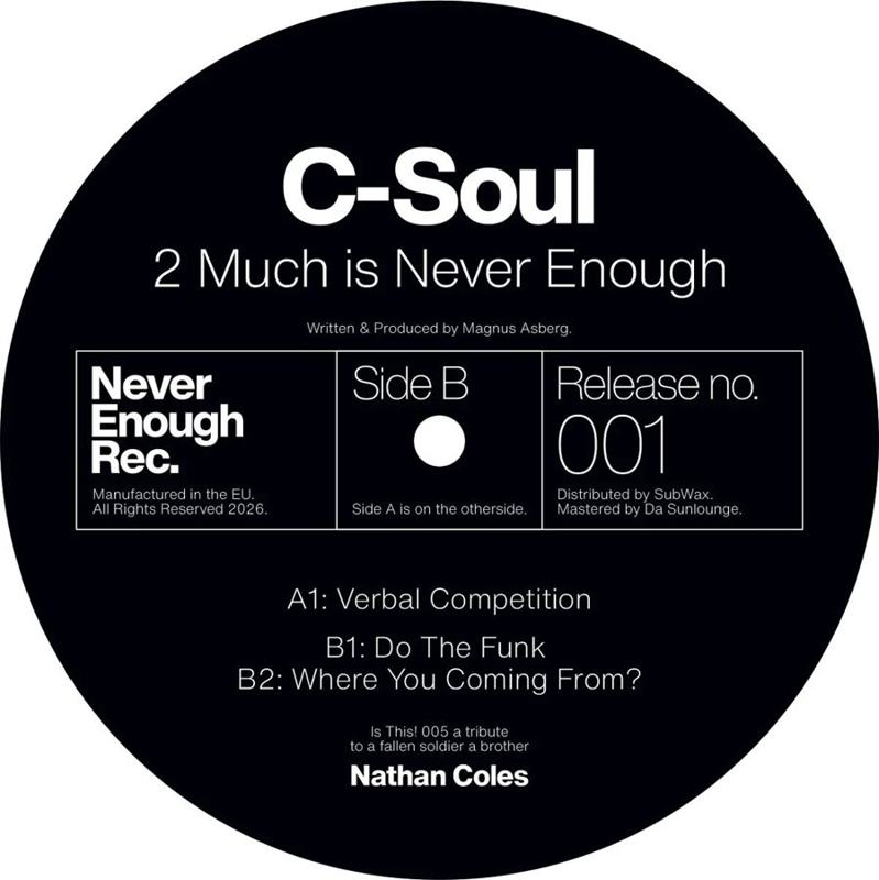 C-Soul — 2 Much Is Never Enough (Reissue) artwork
